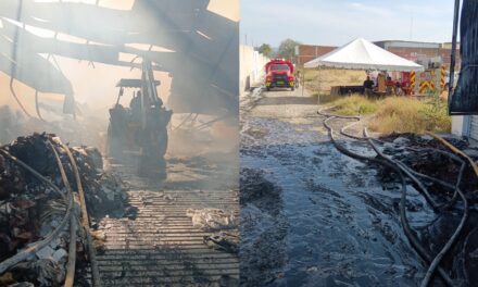 Continuan labores para sofocar incendio en fábrica de Purísima